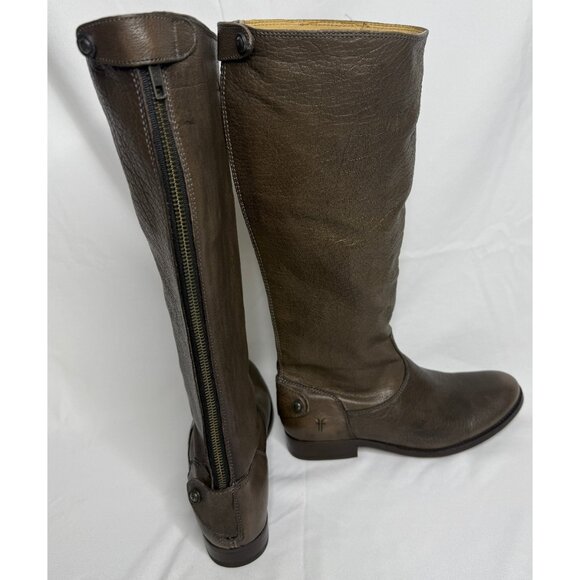 NIB NEW FRYE MELISSA BUTTON BACK ZIP RIDING BOOTS sz 8 M GRAY LEATHER - Picture 2 of 3